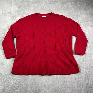 J. Jill Chenille Cable Knit‎ Pullover Sweater Women's Medium Red Cozy Warm Xmas